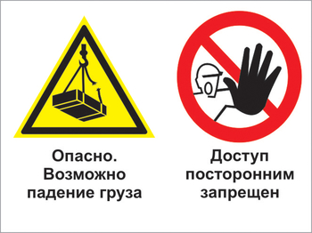 Кз 32 опасно - возможно падение груза. доступ посторонним запрещен. (пленка, 600х400 мм) - Знаки безопасности - Комбинированные знаки безопасности - Магазин охраны труда и техники безопасности stroiplakat.ru